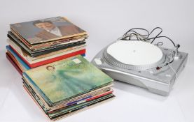 Ion IITUSB digital conversion turntable together with collection of mixed LPs