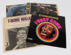 4 x T-Bone Walker LPs. Funky Town (SSL 10265), Classics Of Modern Blues (BN-LA-533-H2), two record