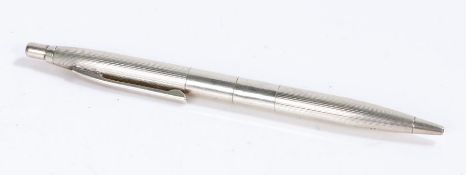 Elizabeth II silver ballpoint pen, Birmingham 1963, with reeded body