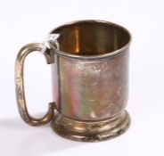 Late Victorian silver christening mug, Birmingham 1900, maker L. Bros, with loop handle and plain