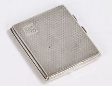 George V silver cigarette case, Birmingham 1932, maker J W Tiptaft & Son Ltd. the engine turned