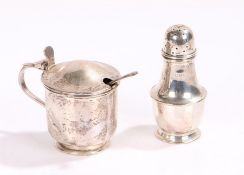 George VI silver mustard pot and cover, London 1939, maker Edward Barnard & Sons Ltd. the domed