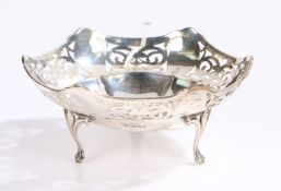 George V silver bonbon dish, Birmingham 1918, maker William Hutton & Sons Ltd. of hexagonal form