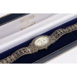 Brooks and Bentley ladies silver wristwatch, the signed mother of pearl dial with Roman numerals,
