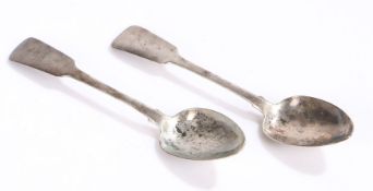 Pair of George IV Irish silver dessert spoons, Dublin 1822, maker William Cummins, the fiddle