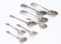 Silver, various dates and makers, consisting of four apostle teaspoons, three Victorian silver