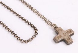 Silver pendant in the form of a cross together with a chain link necklace, gross weight 44.6