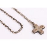 Silver pendant in the form of a cross together with a chain link necklace, gross weight 44.6