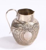 Victorian silver milk jug, Birmingham 1892, maker Ahronsberg Brothers, with loop handleto the