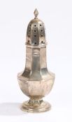 George VI silver sugar castor, Birmingham 1939, maker A L Davenport Ltd. of octagonal baluster form,