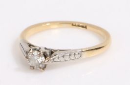 18 Carat gold and diamond ring, with a central diamond, ring size K gross weight 2.0 grams