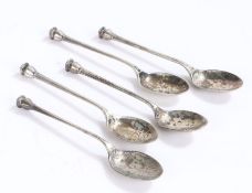 Five George V silver seal top teaspoons, Sheffield 1920, maker Cooper Brothers & Sons Ltd. 2.4oz (