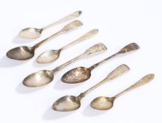 George III and later silver teaspoons, various dates and makers, to include a Glasgow hallmarked