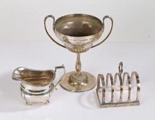 Plated ware to include George III style milk jug, with gadrooned rim, angular handle and bulbous
