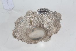 Edward VII silver basket, Birmingham 1901, makers mark rubbed, with foliate scroll cast rim above