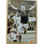 John Wark, signed black and white photograph, with COA from Sportizus, housed within a gilt and