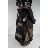 Set of Hippo golf clubs, clubs four to nine, with pitching and sand wedge, with Dunlop woods and