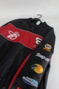 Nascar interest leather jacket, Dale Earnhardt Jr. to the back, red panel to the front with number