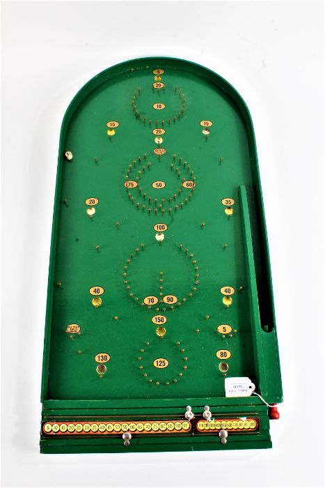 Chad Valley bagatelle board, painted in green