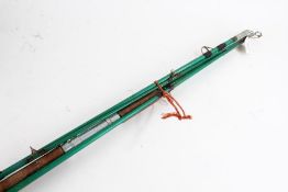 Metal four piece fishing rod, painted in green