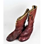 Pair of mid 20th Century brown leather motor cycling boots, with wool lining, size 10