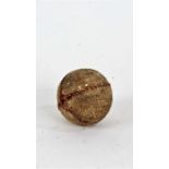 Old leather fives ball, with red stitching, 45mm diameter