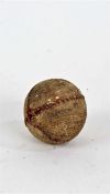 Old leather fives ball, with red stitching, 45mm diameter