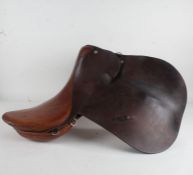 Two tone brown leather horse riding saddle