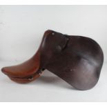 Two tone brown leather horse riding saddle