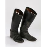 Pair of black leather riding boots, with Bootlegger metal shoe trees (2)