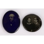 Two 19th Century photographs on glass, oval form with two sisters and another of a gentleman, 27mm