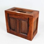 19th Century oak ballot box, the panelled lid with central aperture above a panelled body, 30.5cm