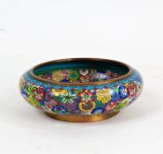 Chinese cloisonné censer, with polychrome foliate enamel decoration, 14cm diameter