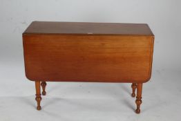 19th Century mahogany drop leaf table, the rectangular top above turned tapering legs, 105cm wide