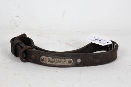 19th century leather dog collar, named 'H.Goodrum Crowfield', 18cm diameter