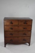 Victorian mahogany and ebony strung chest of drawers, fitted two short over three long drawers,