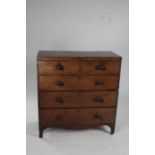 Victorian mahogany and ebony strung chest of drawers, fitted two short over three long drawers,