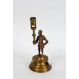 19th century brass candlestick, in the form of a knight, 22.5cm high