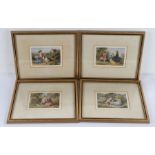 Four coloured prints depicting children and animals, housed in gilt and glazed frames, the prints