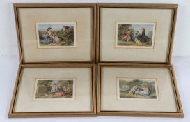 Four coloured prints depicting children and animals, housed in gilt and glazed frames, the prints