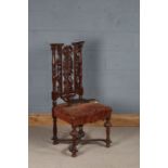 18th Century style chair, with a arched top rail above a stuff over seat and fluted cup supports,