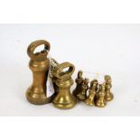 Collection of mixed apothecary brass bell weights, mostly 19th century (qty)