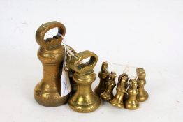 Collection of mixed apothecary brass bell weights, mostly 19th century (qty)