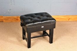 Victorian style adjustable piano stool, having leather button down seat, with tuning knob either