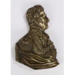 Brass portrait bust depicting Arthur Wellesley, 1st Duke of Wellington, 12cm wide, 19cm high