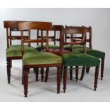 Harlequin set of eight mahogany dining chairs, with curved cresting rails and varying splat backs,