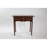 19th century oak side table, fitted single drawer, raised on square supports, 79cm wide