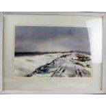 Thomas Liverton (1907 - 1973), Sussex Coast Under Snow, signed watercolour, housed in a contemporary