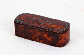 19th century burr wood effect snuff box, the hinged lid inlaid with white metal, 9.5cm wide