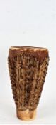 Kenyan animal hide drum, of tapering form, 30cm high